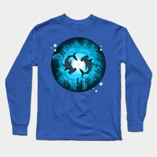 Hammerhead Pisces Sharks, Ocean Coral View with fish Long Sleeve T-Shirt